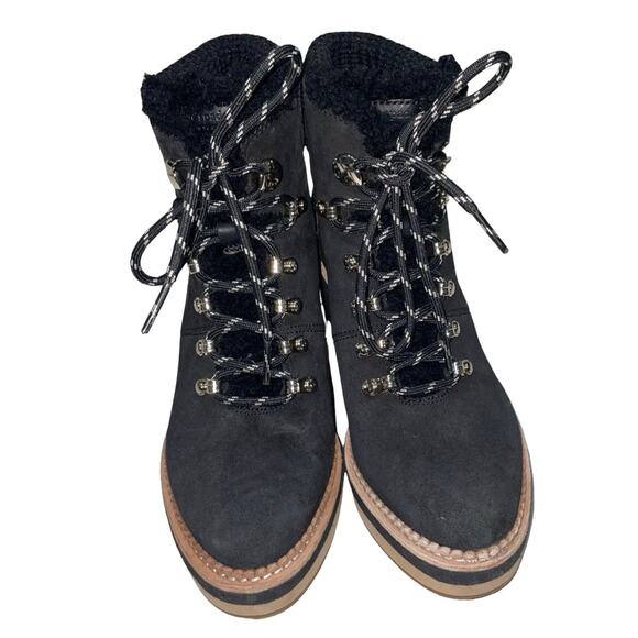 Kate Spade WILLOW Black Nubuck Leather Wedge Ankle Boots    Size: 6B - Picture 2 of 8